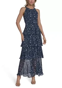 Women's Halter Neck Print Maxi Dress
