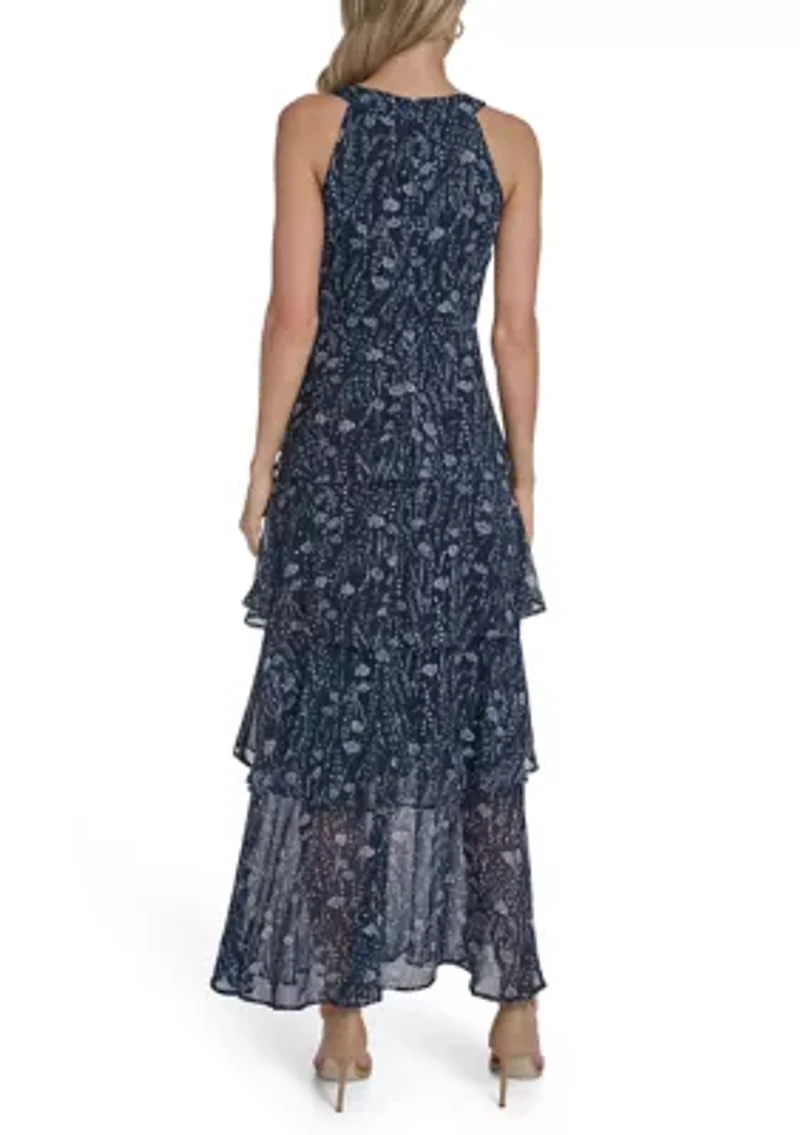 Women's Halter Neck Print Maxi Dress