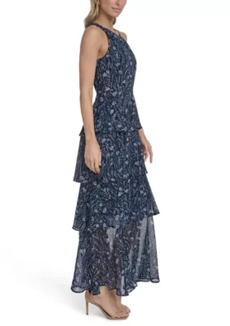Women's Halter Neck Print Maxi Dress