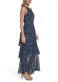 Women's Halter Neck Print Maxi Dress