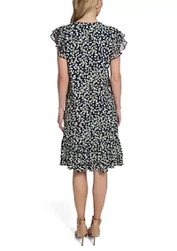 Women's Jersey Shift Dress with Flutter Sleeves