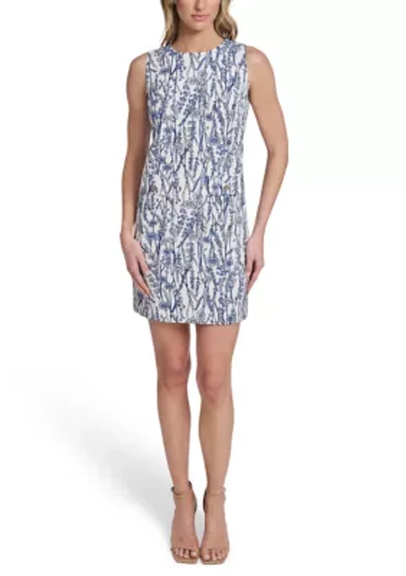 Women's Sleeveless Hopsack Pocket Shift Dress