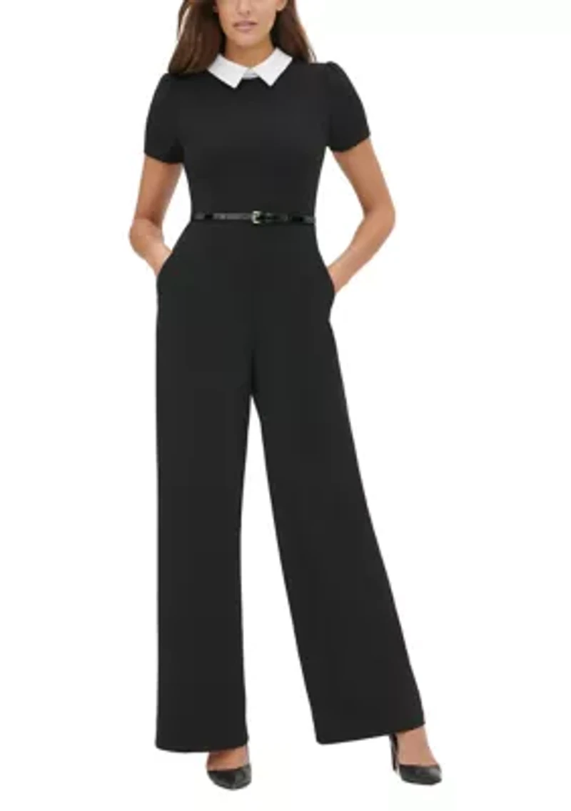 Women's Collared Crepe Jumpsuit