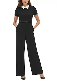 Women's Collared Crepe Jumpsuit