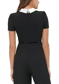 Women's Collared Crepe Jumpsuit