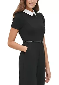 Women's Collared Crepe Jumpsuit