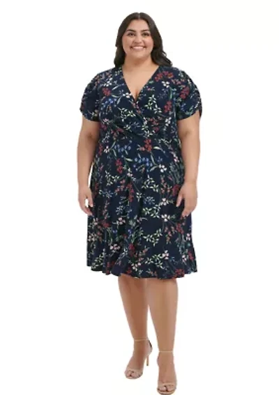 Plus Ruched Floral Dress