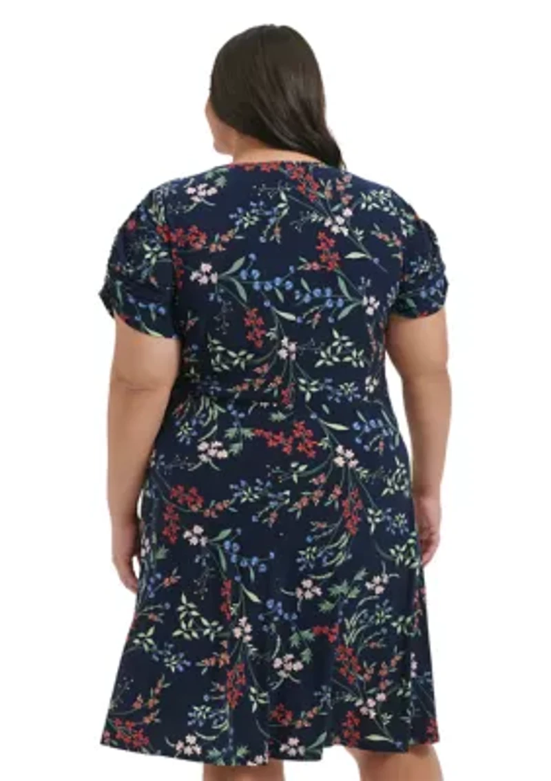 Plus Ruched Floral Dress