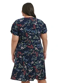 Plus Ruched Floral Dress