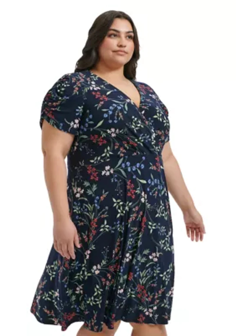 Plus Ruched Floral Dress