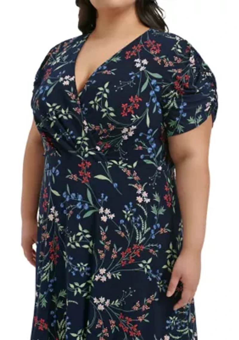 Plus Ruched Floral Dress