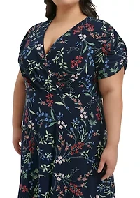 Plus Ruched Floral Dress