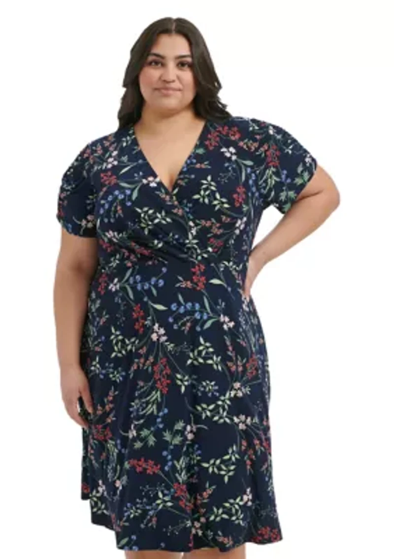 Plus Ruched Floral Dress