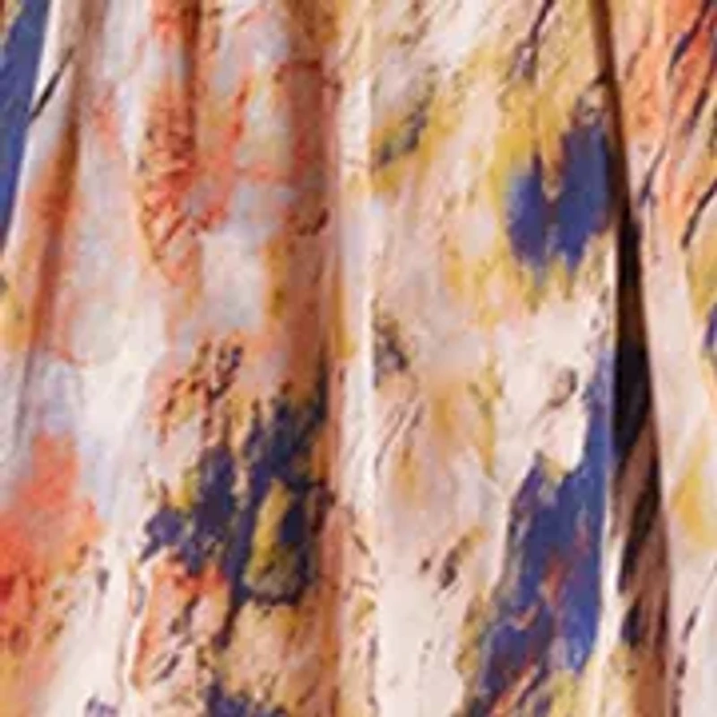 Women's Long Sleeve V-Neck Print Chiffon A-Line Dress