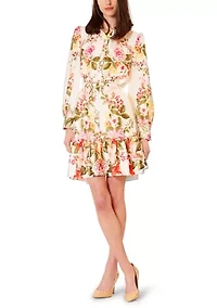 Women's Long Sleeve Floral Mini Dress