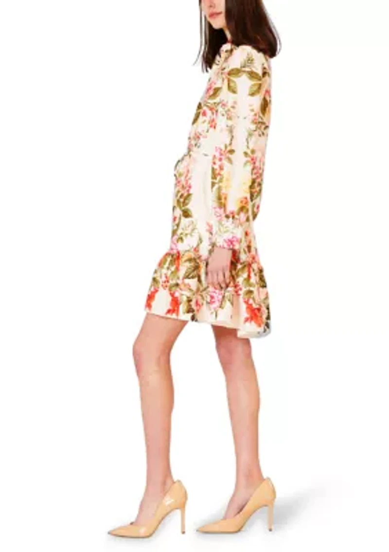 Women's Long Sleeve Floral Mini Dress