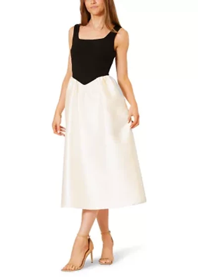 Women's Sleeveless Mixed Media Color Block Dress