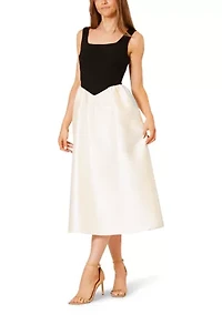 Women's Sleeveless Mixed Media Color Block Dress