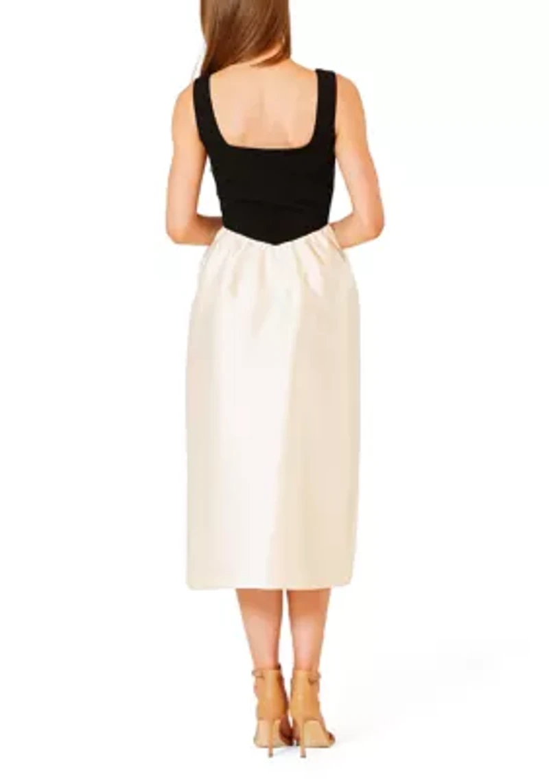 Women's Sleeveless Mixed Media Color Block Dress