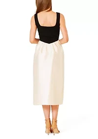 Women's Sleeveless Mixed Media Color Block Dress