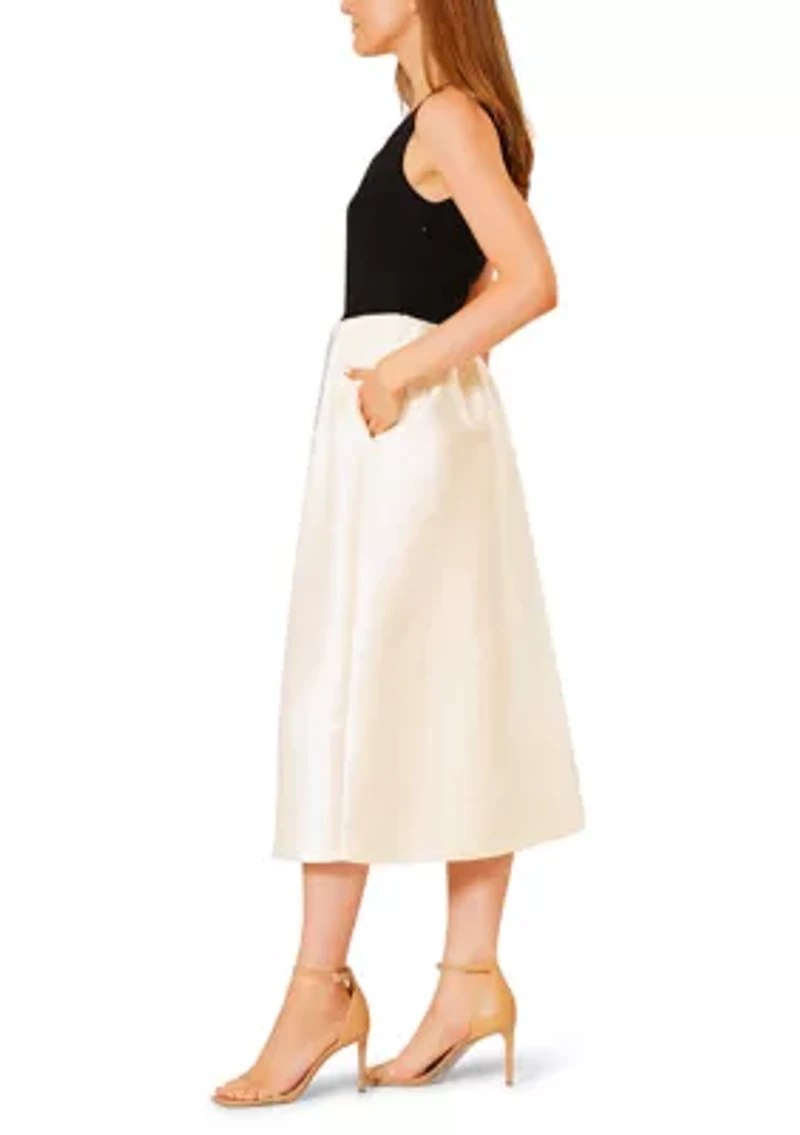 Women's Sleeveless Mixed Media Color Block Dress