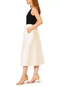 Women's Sleeveless Mixed Media Color Block Dress