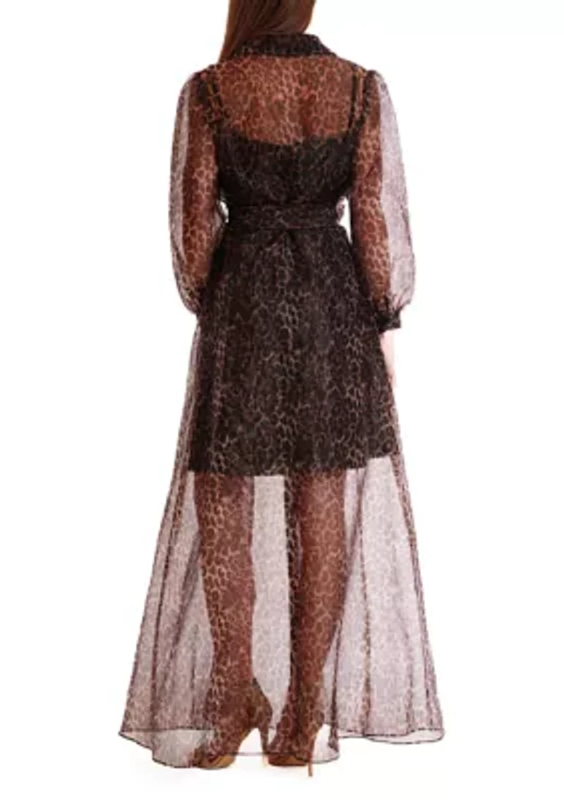 Women's Long Sleeve Printed Organza Dress