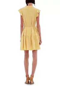 Women's Sleeveless Ruffle Hem Mini Dress
