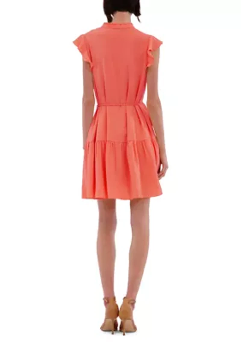 Women's Sleeveless Ruffle Hem Mini Dress