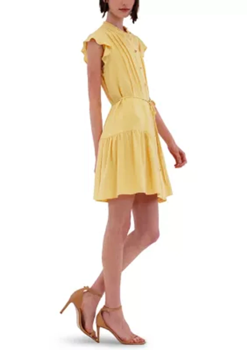 Women's Sleeveless Ruffle Hem Mini Dress