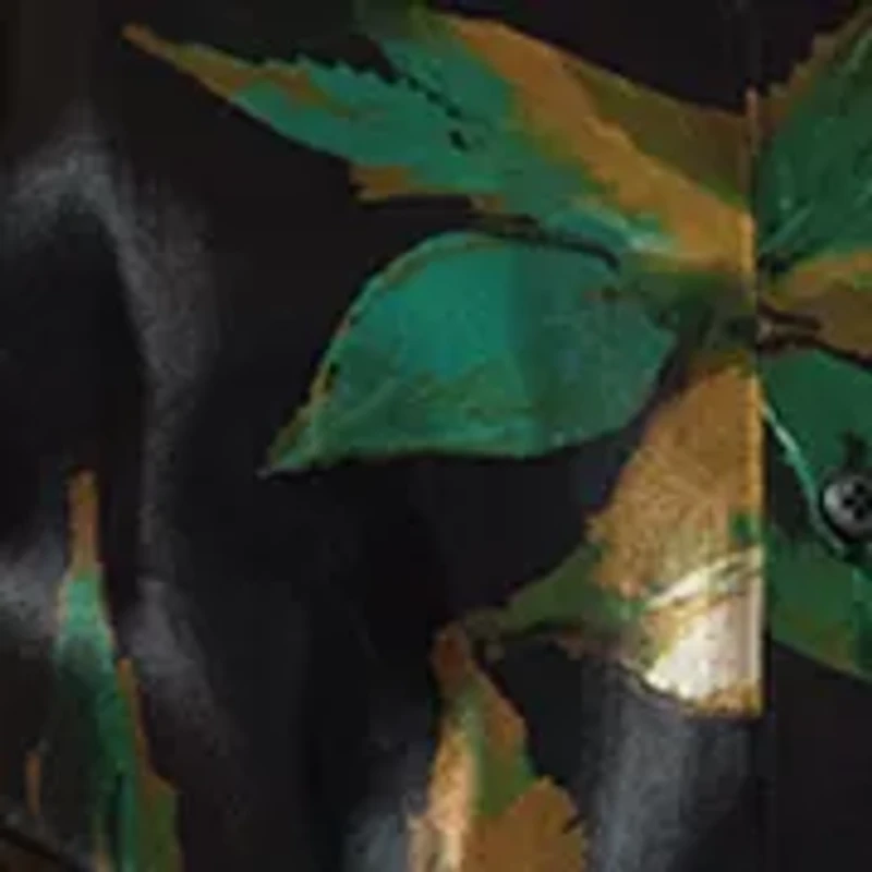 Women's Long Sleeve Floral Print Organza Shirt Gown