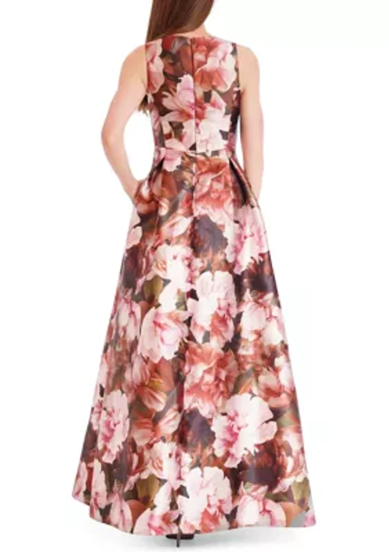 Women's Sleeveless V-Neck Floral Gown