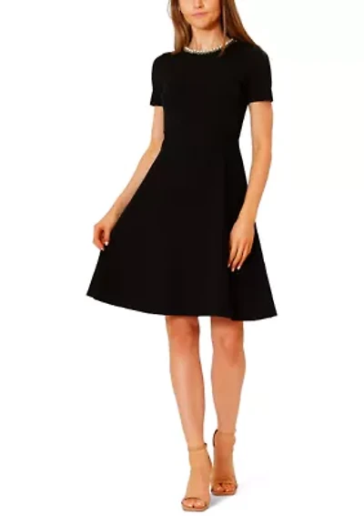 Women's Solid Knit A-Line Sweater Dress