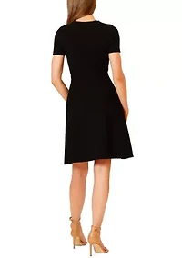 Women's Solid Knit A-Line Sweater Dress