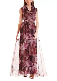 Women's Floral Printed Organza Dress