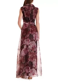 Women's Floral Printed Organza Dress
