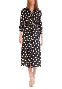 Women's 3/4 Sleeve Printed Shirtdress