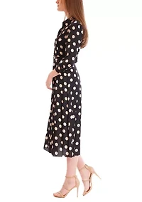 Women's 3/4 Sleeve Printed Shirtdress