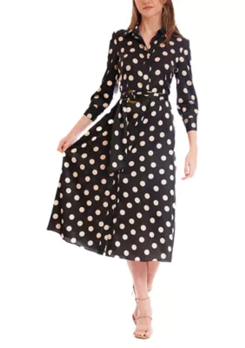 Women's 3/4 Sleeve Printed Shirtdress