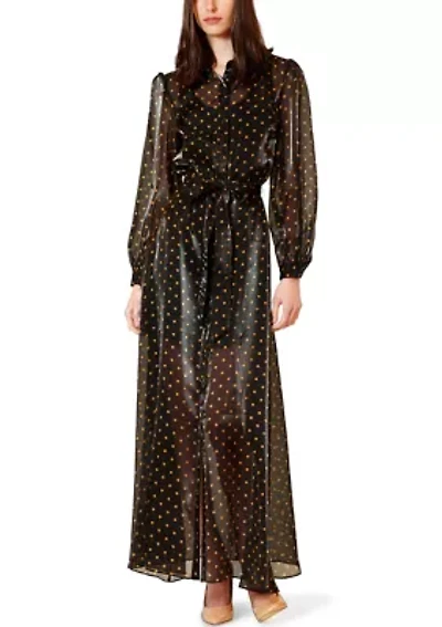 Women's Long Sleeve Polka Dot Shirt Gown