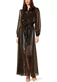 Women's Long Sleeve Polka Dot Shirt Gown