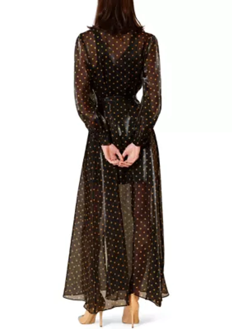 Women's Long Sleeve Polka Dot Shirt Gown