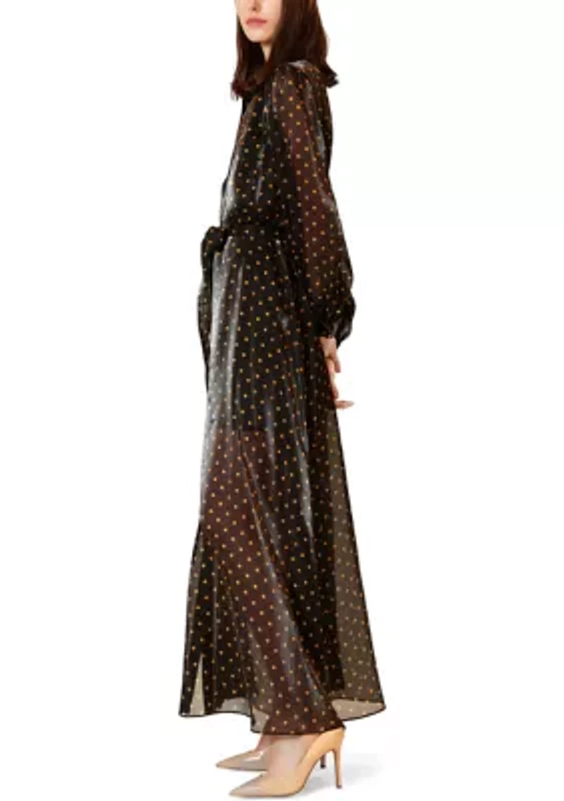 Women's Long Sleeve Polka Dot Shirt Gown