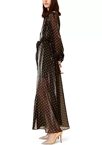 Women's Long Sleeve Polka Dot Shirt Gown
