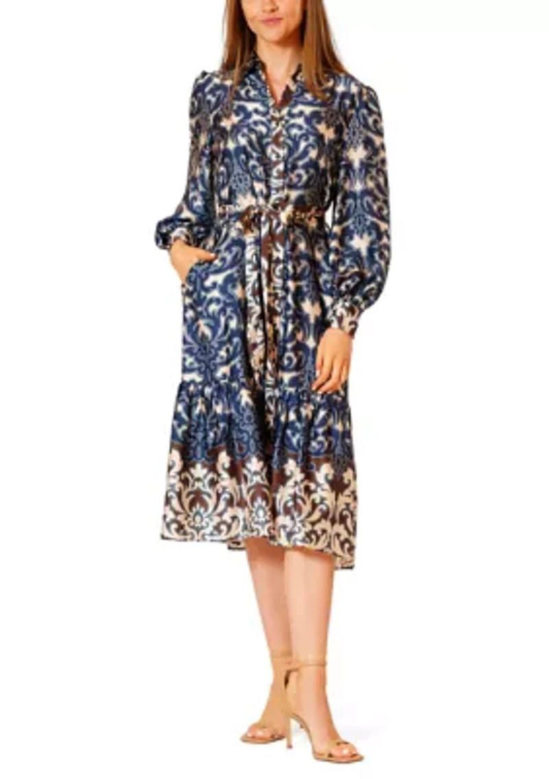 Women's Long Sleeve Printed Shirtdress
