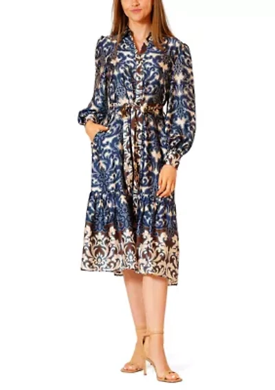 Women's Long Sleeve Printed Shirtdress