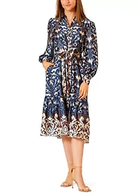 Women's Long Sleeve Printed Shirtdress