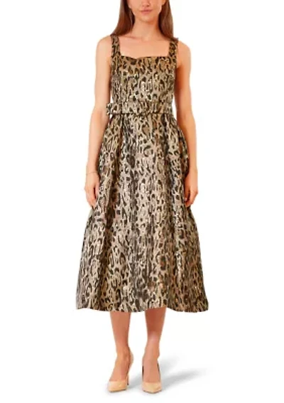 Women's Sleeveless Animal Print Midi Dress