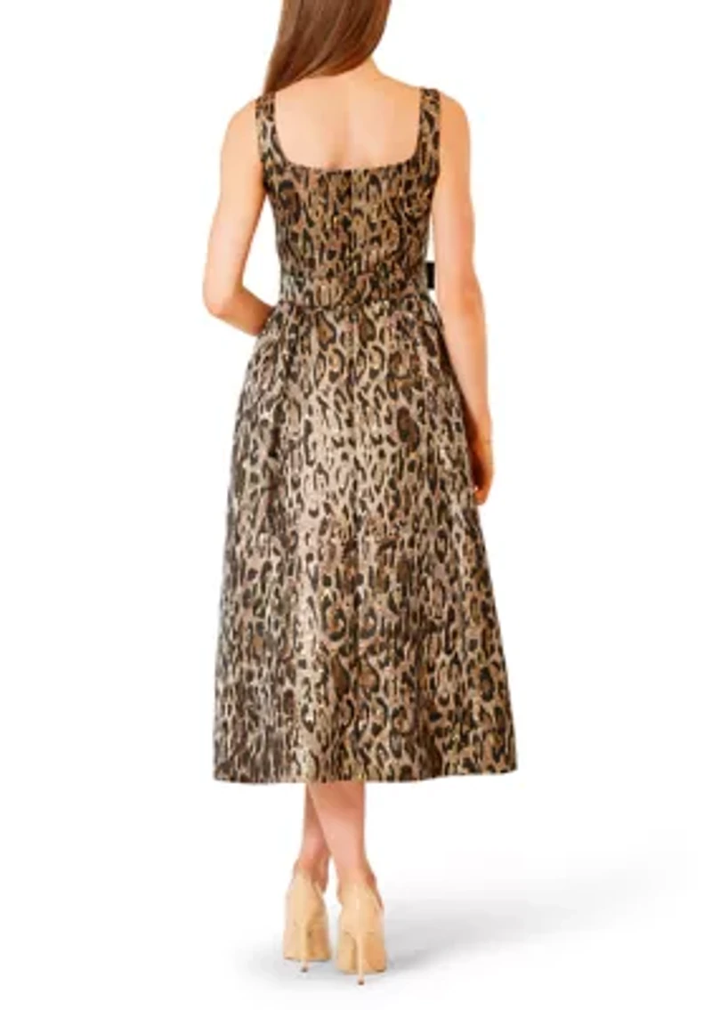 Women's Sleeveless Animal Print Midi Dress