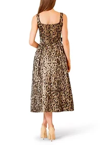 Women's Sleeveless Animal Print Midi Dress